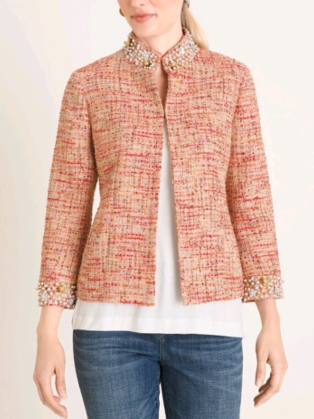 Chico's Tweed Jacket with bling size L/12